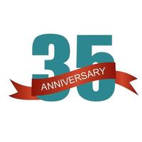 Thirty Five 35 Years Anniversary Label Sign for your Date. Vector Illustration