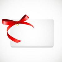 Gift Card with Red Ribbon and Bow. Vector illustration