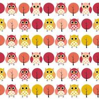 Owl Seamless Pattern Background Vector Illustration