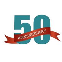 Fifty 50 Years Anniversary Label Sign for your Date. Vector Illustration