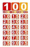 Big Set of Anniversary Label Sign for your Date. Vector Illustration