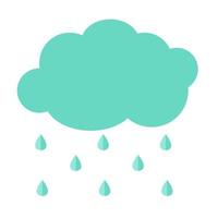 Cloud Flat Icon with Rain Drops. Simple Vector Illustration