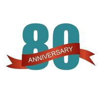 Eighty 80 Years Anniversary Label Sign for your Date. Vector Illustration