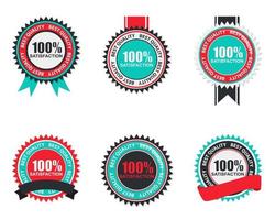 Vector 100 Satisfaction Quality Label Set in Flat Modern Design. Vector Illustration