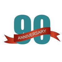 Ninety 90 Years Anniversary Label Sign for your Date. Vector Illustration