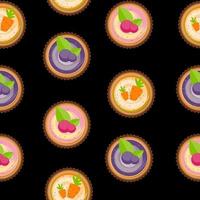 Sweet Cakes with Berry and Carrot Seamless Pattern Background vector