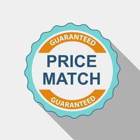 Price Match Quality Label Set in Flat Modern Design with Long Shadow. Vector Illustration