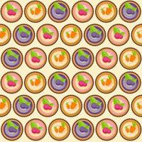 Sweet Cakes with Berry and Carrot Seamless Pattern Background vector