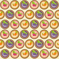 Sweet Cakes with Berry and Carrot Seamless Pattern Background vector