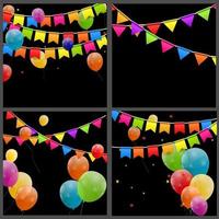 Color glossy balloons birthday card background vector illustration