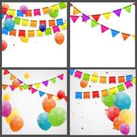 Color glossy balloons birthday card background vector illustration