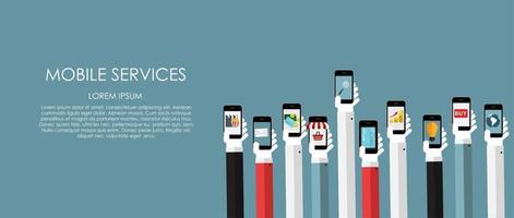 Mobile Services Vector illustration. Flat computing background