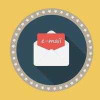 E-Mail Flat Icon with Long Shadow, Vector Illustration