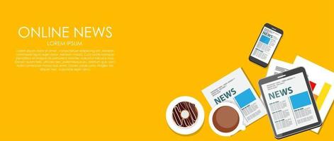 Online News Vector illustration. Flat computing background.