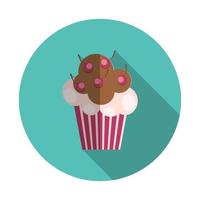 Flat Design Concept Cupcake with Cherries Vector Illustration With Long Shadow