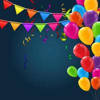 Fondo de banner de globos de feliz cumpleaños brillante de color vector