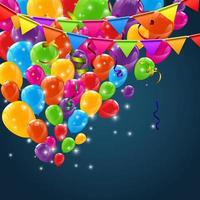 Fondo de banner de globos de feliz cumpleaños brillante de color vector