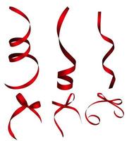 Red Ribbon and Bow Set For Your Design. Vector illustration