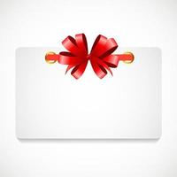 Gift Card with Red Ribbon and Bow. Vector illustration