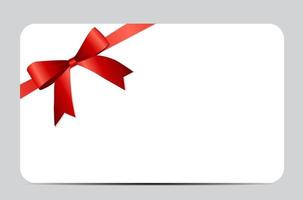 Gift Card with Red Ribbon and Bow. Vector illustration