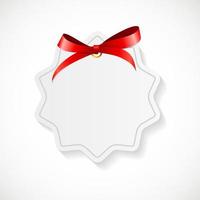 Gift Card with Red Ribbon and Bow. Vector illustration