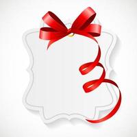 Gift Card with Red Ribbon and Bow. Vector illustration