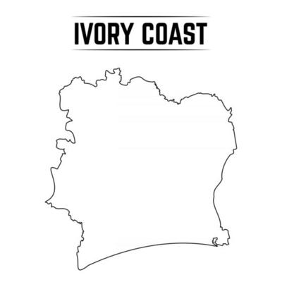 Outline Simple Map of Ivory Coast