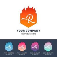 Modern Letter R Fire Logo vector