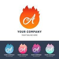 Modern Letter A Fire Logo vector