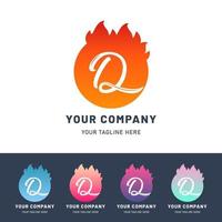 Modern Letter D Fire Logo vector