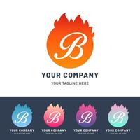 Modern Letter B Fire Logo vector