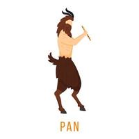 Pan flat vector illustration. God of wild, flocks and shepherds. Ancient Greek deity. Mythology. Divine mythological figure. Isolated cartoon character on white background