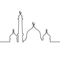 Mosque line art vector minimalist design. islamic ornament background.