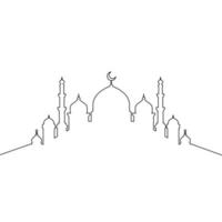 Mosque line art vector minimalist design. islamic ornament background.