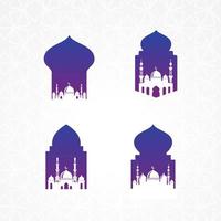 Mosque greeting card frame background design isolated on mosque door illustration. vector