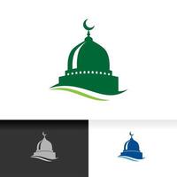 Dome mosque icon silhouette logo vector illustration design template