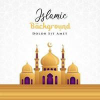 Islamic background design with 3d mosque illustration in gold color. Can be used for greetings card, backdrop or banner. vector