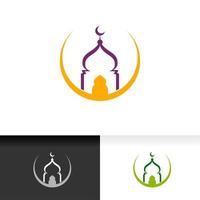 Mosque icon silhouette logo vector illustration design template