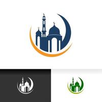 Plantilla de diseño de ilustración de vector de logotipo de silueta de icono de mezquita