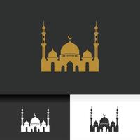 Mezquita icono silueta logo diseño ilustración vectorial en color dorado vector