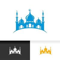 plantilla de diseño de ilustración de vector de silueta de mezquita. diseño de símbolo de mezquita