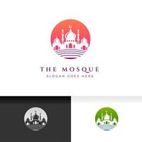 Mosque icon silhouette logo vector illustration design template