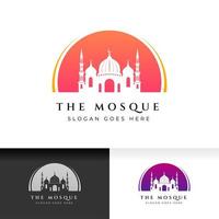 Islamic center icon silhouette logo design template with mosque vector illustration