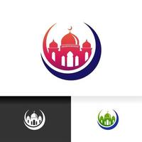 Plantilla de diseño de ilustración de vector de logotipo de silueta de icono de mezquita