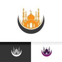 Mezquita silueta icono silueta logo vector ilustración plantilla de diseño