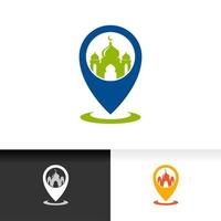 Mosque sign icon vector illustration design template isolated on pin location icon design