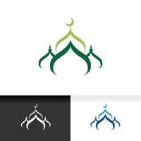 Creative dome mosque icon silhouette logo vector illustration design template