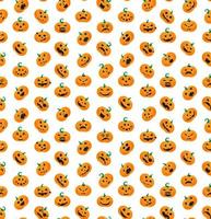 Seamless pattern from Halloween emotional pumpkins vector