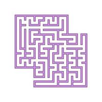 Purple square labyrinth. A game for children. Simple flat vector illustration isolated on white background. With a place for your images.