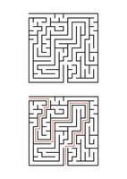 A square maze for children. Simple flat vector illustration isolated on white background. With the answer.